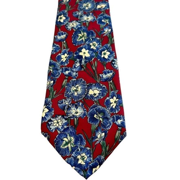 Liberty of London Other - Vintage Liberty of London Floral Silk Tie Red with Blue Flowers